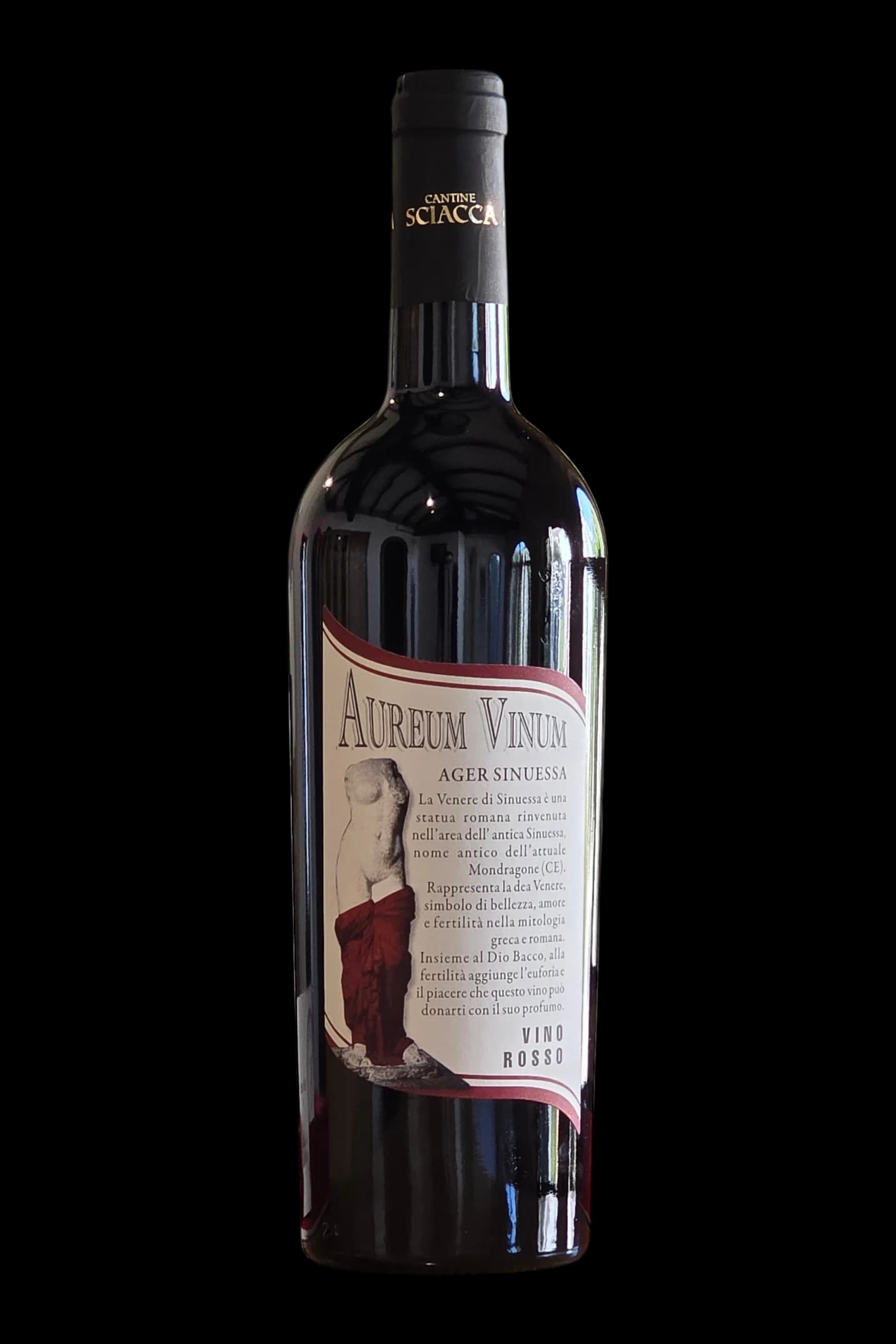 Bottiglia Aureum Vinum Rosso, etichetta fronte