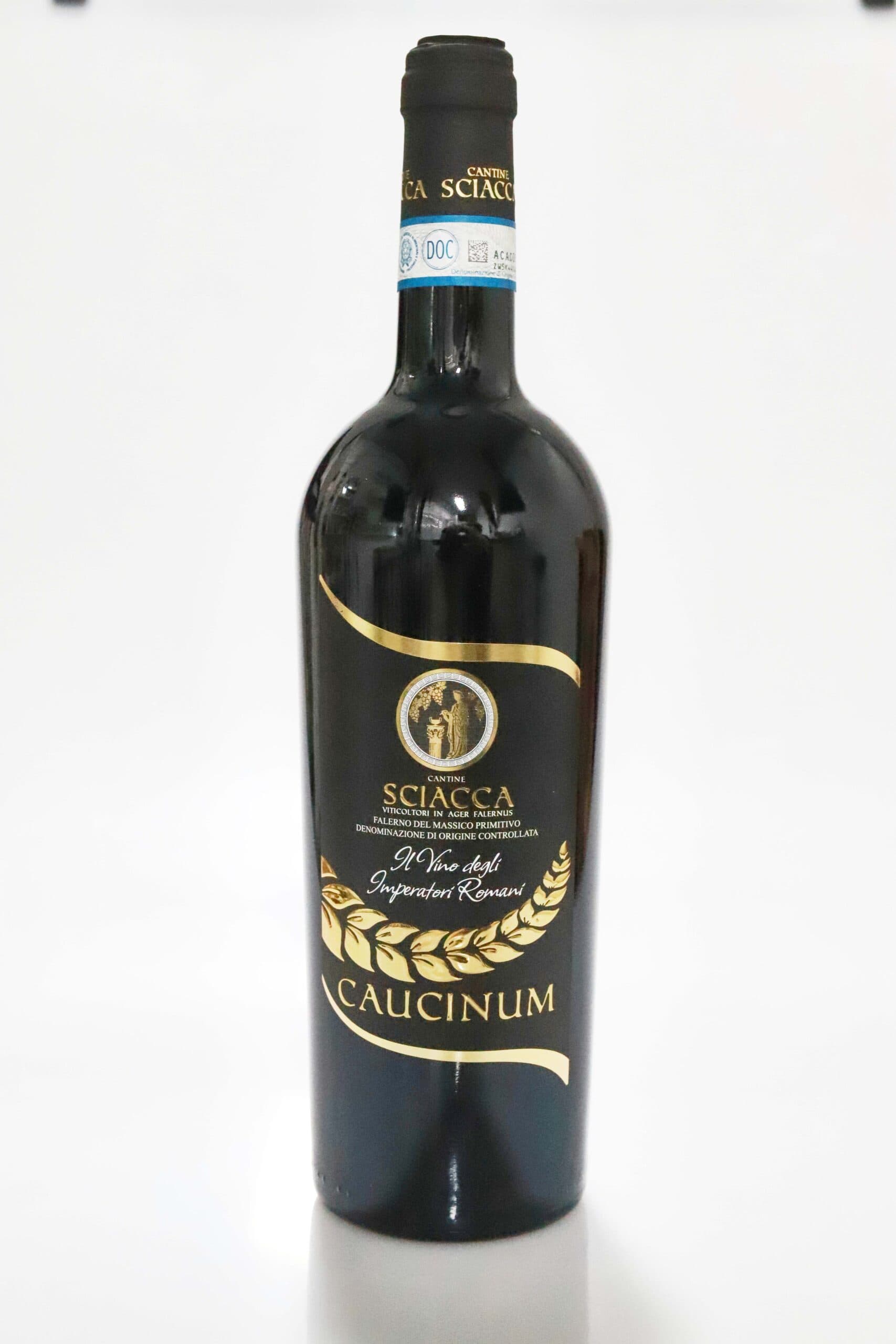 Bottiglia Caucinum, etichetta fronte